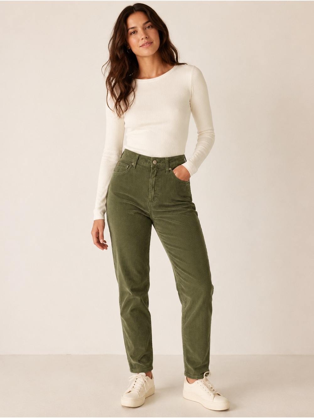 BDG Urban Outfitters Olive Green High-Rise Corduroy Mom Pants - Size 27